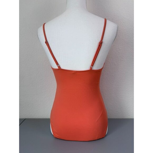 Solid & Striped women's medium orange one piece swimsuit keyhole cutout front - Picture 4 of 6